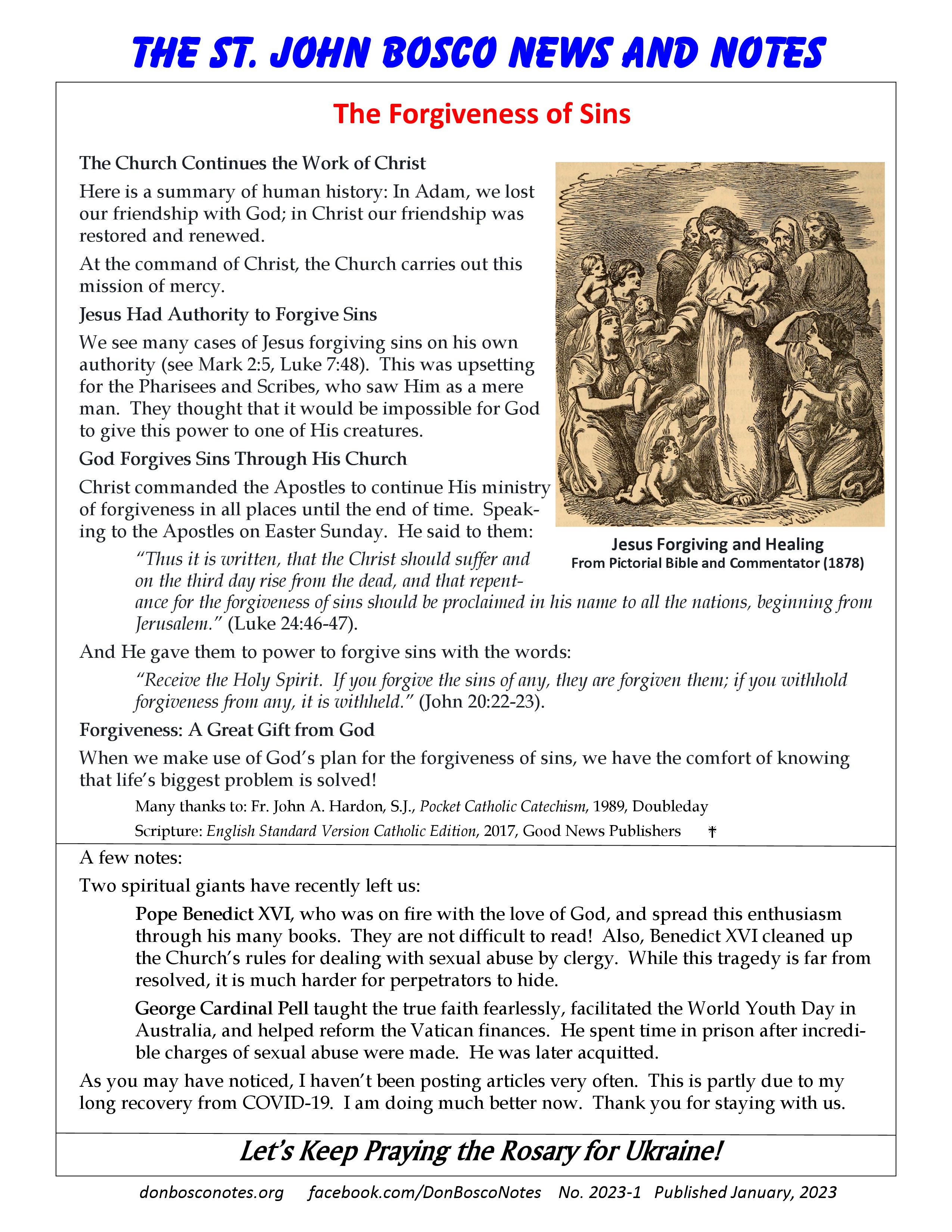 The Forgiveness of Sins – St. John Bosco News and Notes