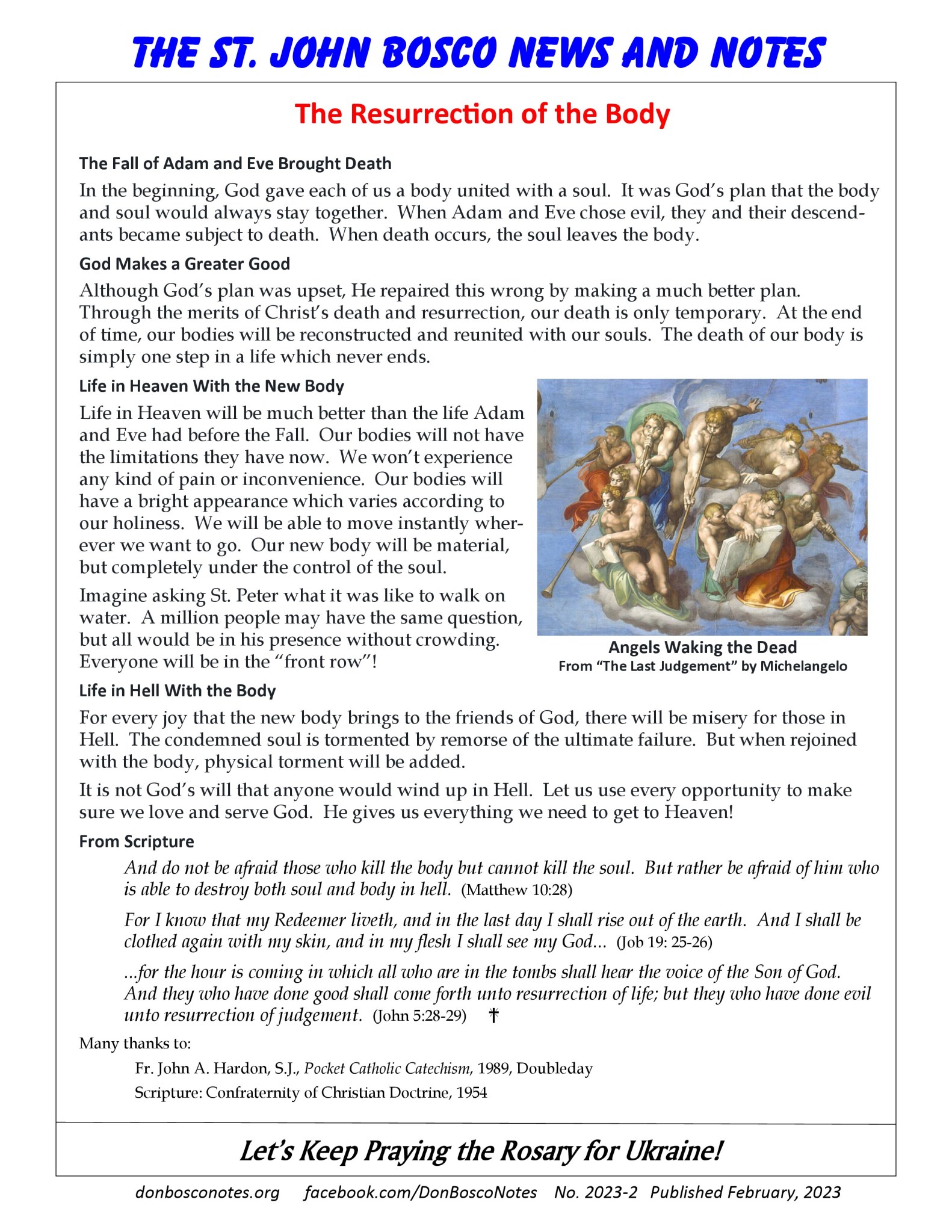 The Resurrection of the Body – St. John Bosco News and Notes