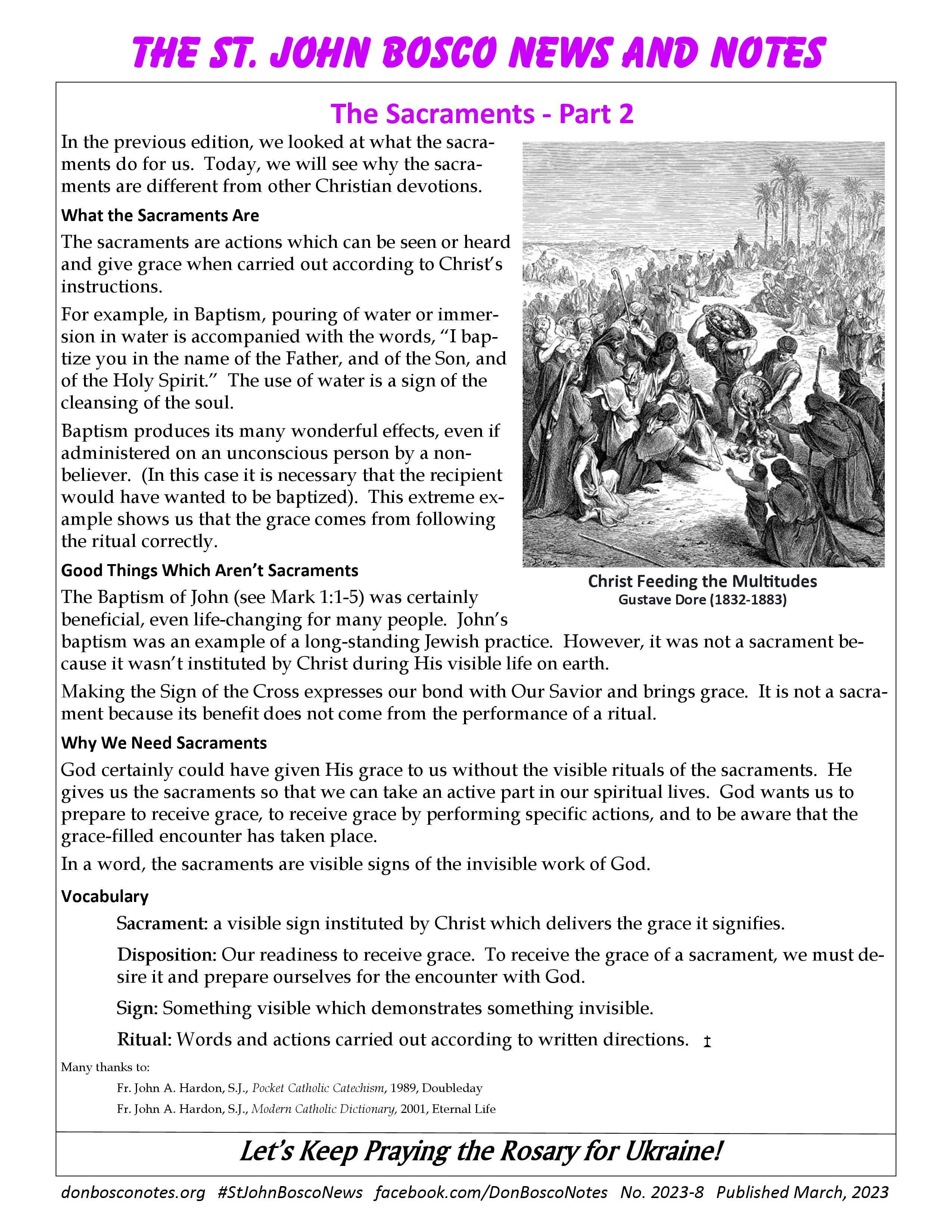 The Sacraments Part 2 St John Bosco News And Notes